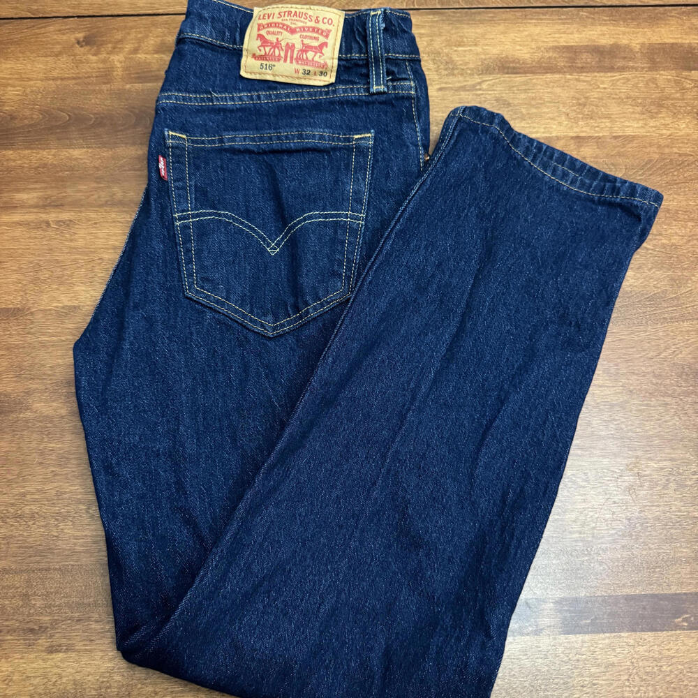 Levis 516 Slim Straight Mens Jeans, Navy, 32 W 30 L
